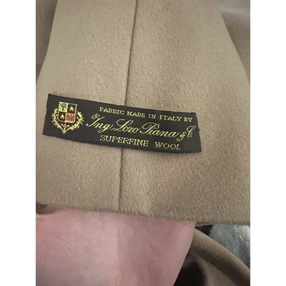 Los Copains Loro Piana Tan Camel Wool Cape Coat Gold Zipper 46 US 16 - Picture 9 of 9
